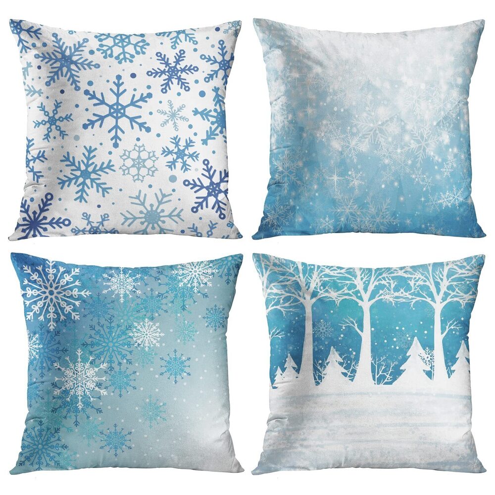 5877 Set of 4 Throw Pillow Covers 18x18 Inches Decorative Cushion Merry